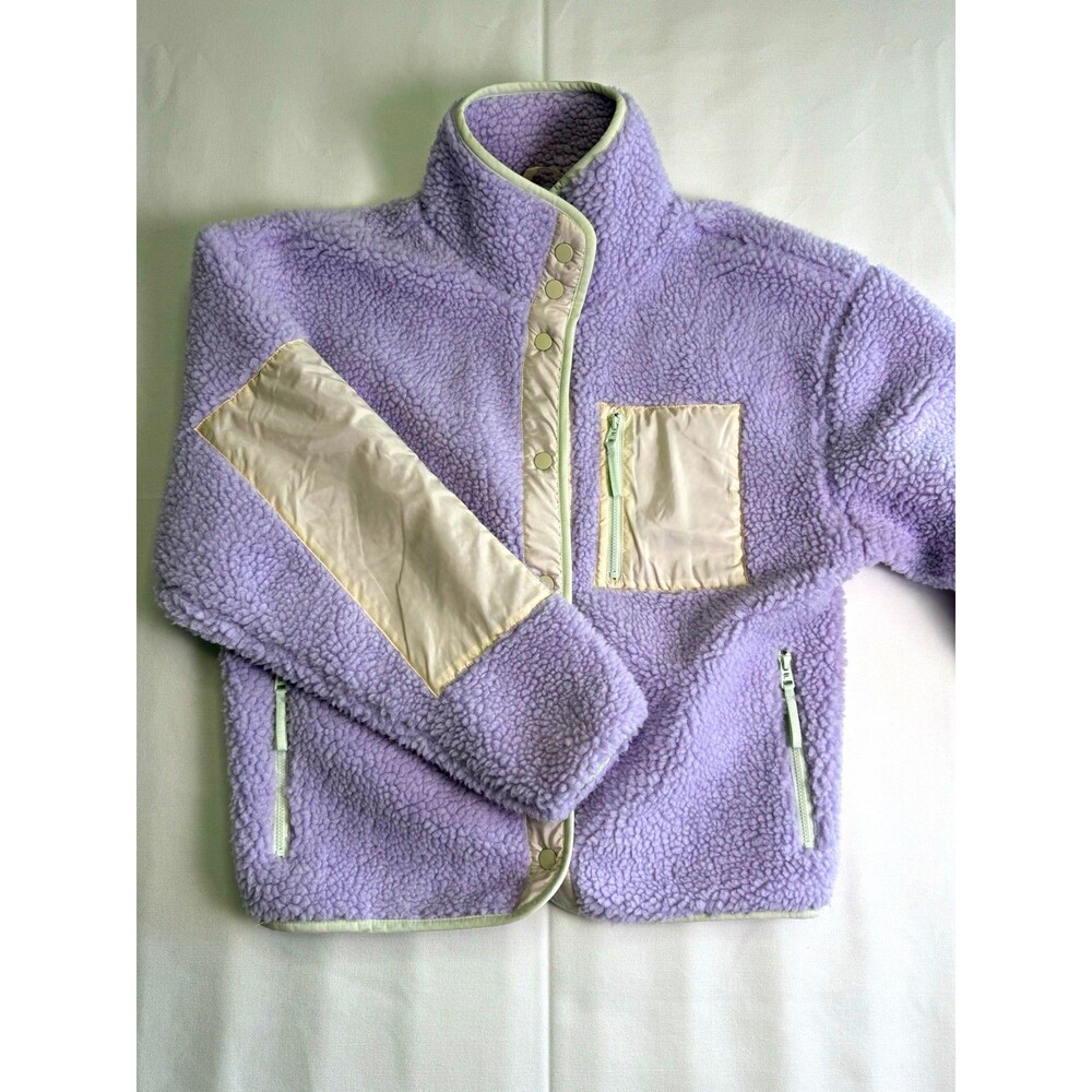 Fabletics Purple Sherpa Fleece Full Zip Jacket Collared Pockets Womens XS